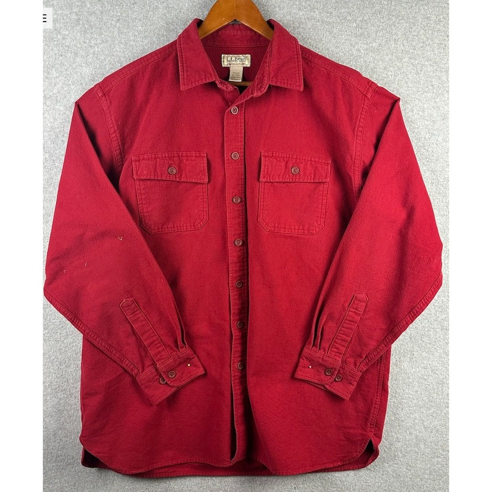 LL Bean Chamois Cloth Shirt‎ Red Mens XL Tall Long Sleeve Button Down Pockets